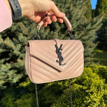 Маленькая женская сумочка клатч YSL люкс качество, мини сумка на плечо Пудра