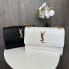 Стильна жіноча міні сумочка клатч YSL з ланцюжком, маленька сумка з віночком брелоком чорна люкс якість