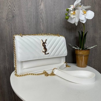 Качественная женская мини сумочка на цепочке YSL Белый Качественная женская мини сумочка на цепочке YSL Белый