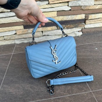 Маленькая женская сумочка клатч YSL люкс качество, мини сумка на плечо Голубой