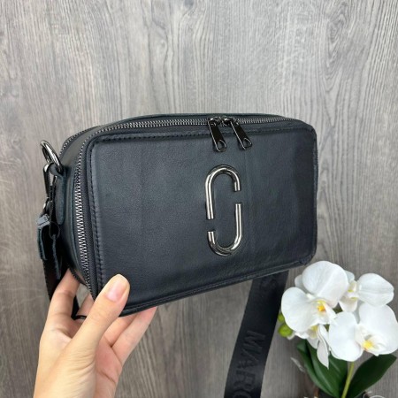 Кожаная женская мини сумочка клатч стиль Mars Jacobs черная. Сумка из натуральной кожи каркасная