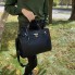 Женская большая сумка с замочком черная эко кожа, сумочка на плечо с декоративным замком